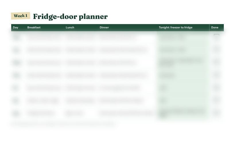 Printable fridge-door planner